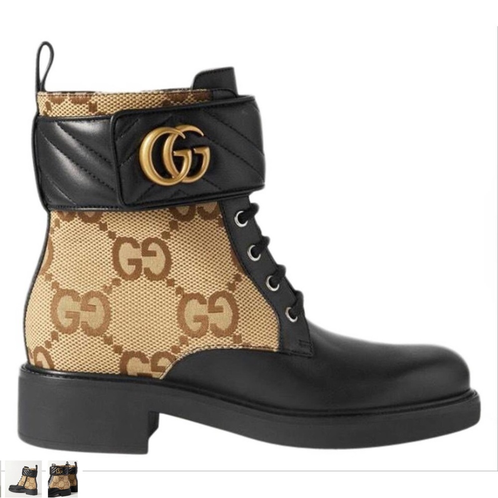 Rare, like new Gucci Black and Brown GG Combat Boots 39